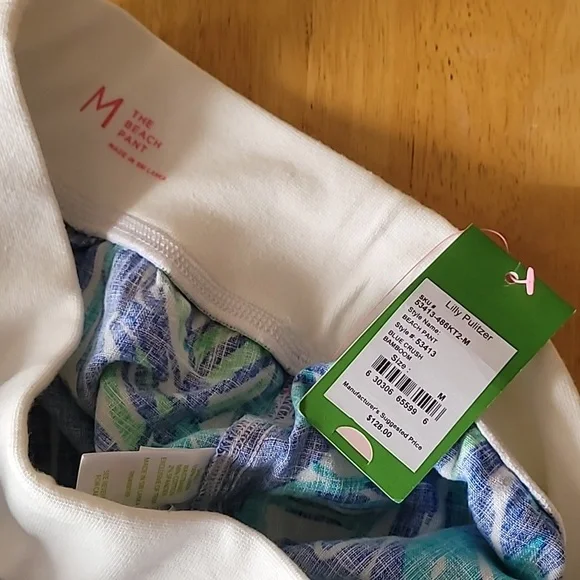 Lilly Pulitzer Linen Beach Pants Blue Crush Bamboom - Picture 5 of 11